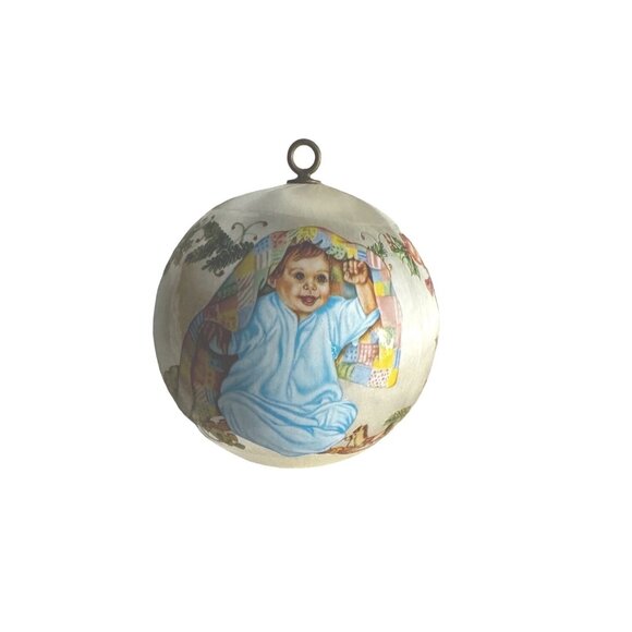 VTG Hallmark Satin Keepsake Ornament Baby’s 1st Christmas 1984 White - Picture 1 of 5